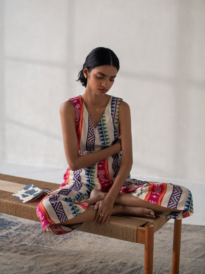 Multicolored Cotton Jacquard Flared Jumpsuit for Women – Womens Jumpsuit on Brown Living™. SKU: DCSS25D01S. Img 3.