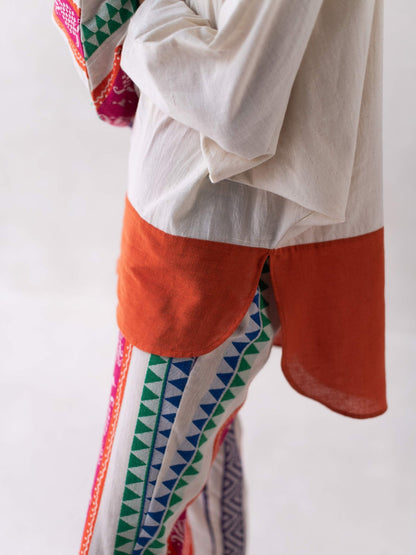 Multicolored Cotton Jacquard Scalloped Straight Pants for Women – Womens Pants on Brown Living™. SKU: DCSS25B04S. Img 6.