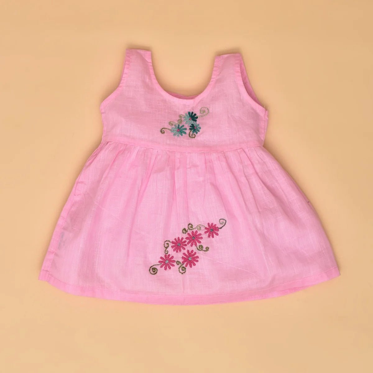 Multicolour Pure Cotton Hand Embroidered Baby Dress Combo - Set of 3 – Kids Frocks & Dresses on Brown Living™. SKU: STRCOTMULTFROCOM02 - Sn. Img 2.