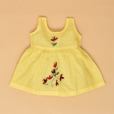 Multicolour Pure Cotton Hand Embroidered Baby Dress Combo - Set of 3 – Kids Frocks & Dresses on Brown Living™. SKU: STRCOTMULTFROCOM02 - Sn. Img 4.