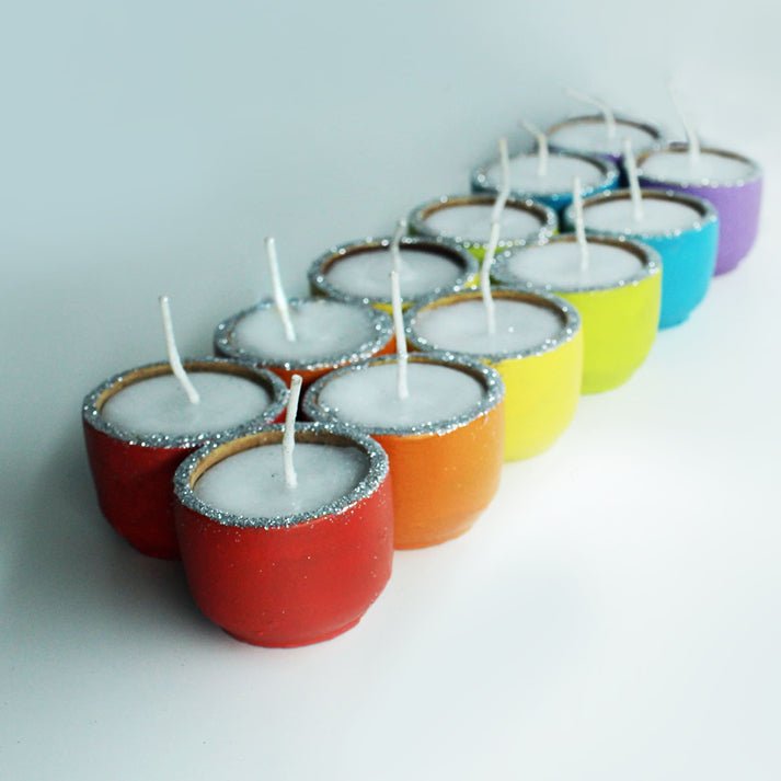 Multicolour Terracotta Pot Cup Perfumed Candles / Reusable Pots | Set of 12 | Verified Sustainable Candles & Fragrances on Brown Living™