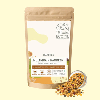 Multigrain Namkeen | Roasted Snack | Seeds & Nuts Mix | 300g – Savouries on Brown Living™. SKU: ECOTYL00056. Img 1.