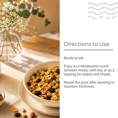 Multigrain Namkeen | Roasted Snack | Seeds & Nuts Mix | 300g – Savouries on Brown Living™. SKU: ECOTYL00056. Img 4.
