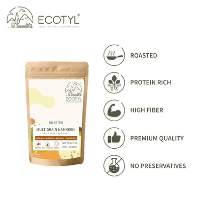 Multigrain Namkeen | Roasted Snack | Seeds & Nuts Mix | 300g – Savouries on Brown Living™. SKU: ECOTYL00056. Img 3.