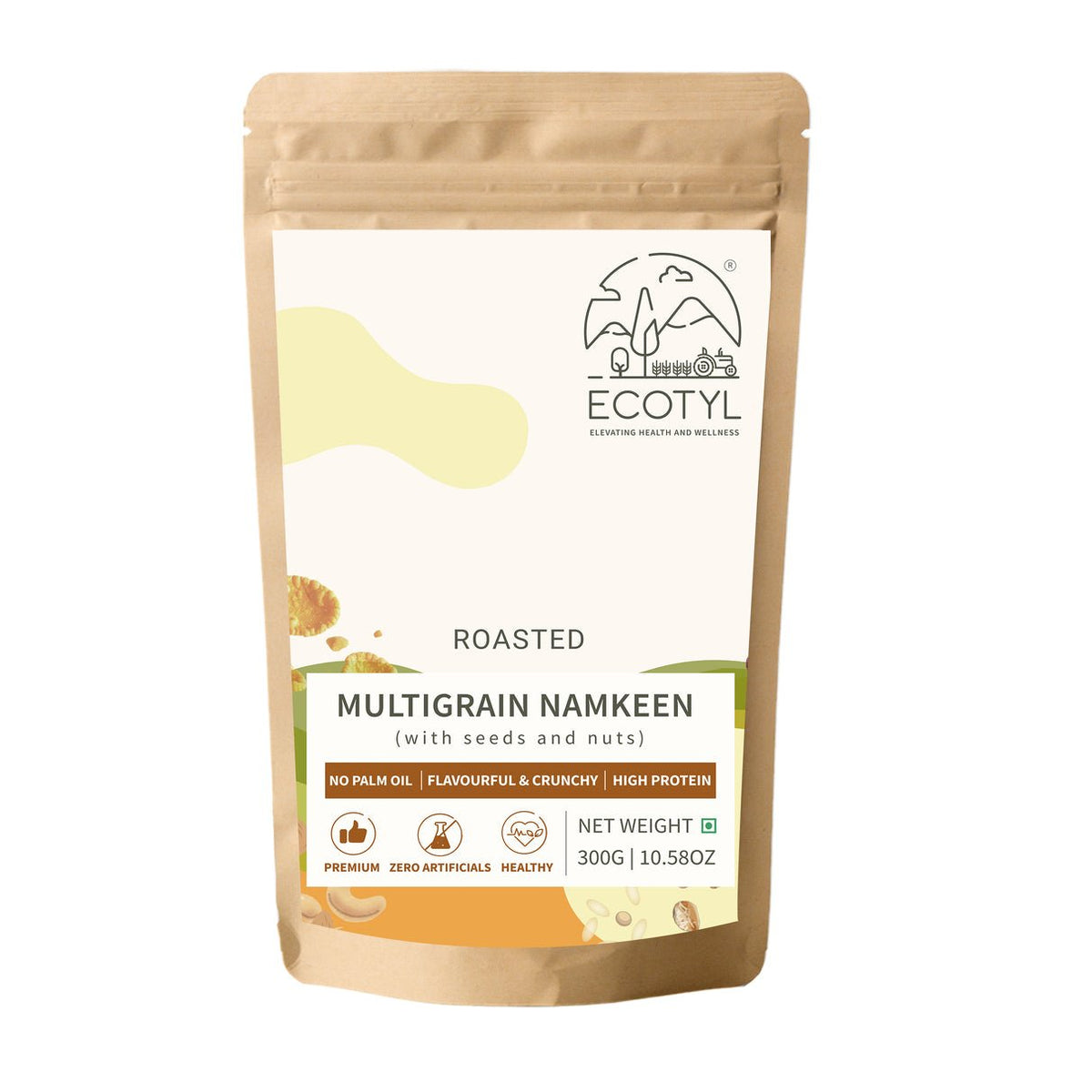 Multigrain Namkeen | Roasted Snack | Seeds & Nuts Mix | 300g – Savouries on Brown Living™. SKU: ECOTYL00056. Img 5.