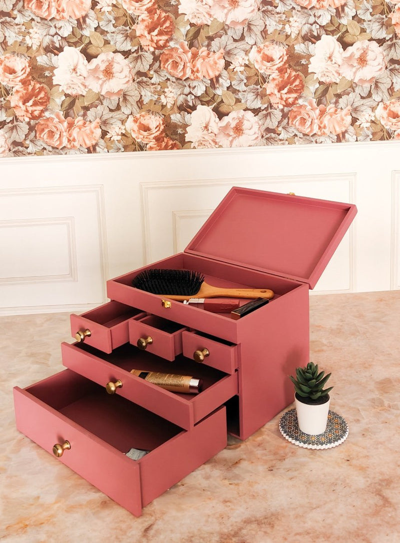 Multipurpose Wooden Makeup & Jewellery Organizer with 5 Drawers - Plum | Verified Sustainable by Brown Living™