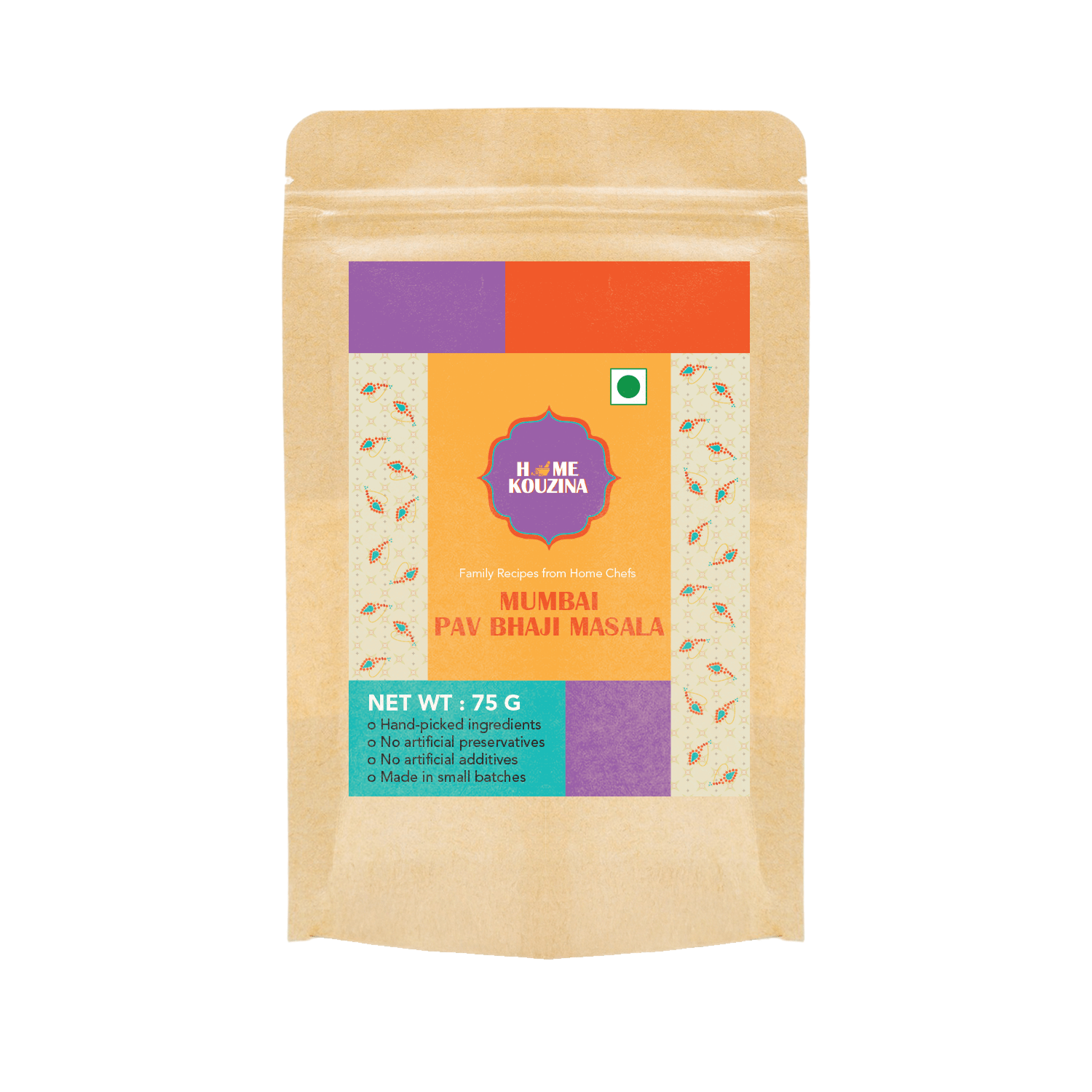 Mumbai Pav Bhaji Masala 75g | Authentic Indian Spice Blend – Seasonings & Spices on Brown Living™. SKU: HK_MPB_04. Img 1.