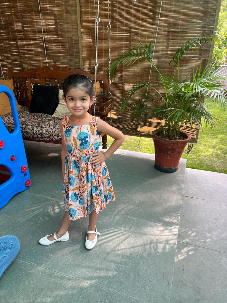 Muniah Dress I Pink Floral Print Cotton Dress – Kids Frocks & Dresses on Brown Living™. SKU: ZGPFA. Img 4.