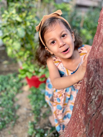 Muniah Dress I Pink Floral Print Cotton Dress – Kids Frocks & Dresses on Brown Living™. SKU: ZGPFA. Img 2.