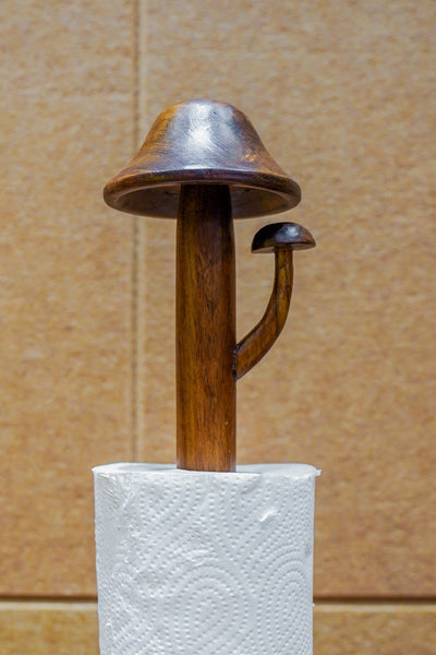 Mushroom Tissue Roll Holder | Wooden Tissue Paper Stand – Home Décor on Brown Living™. SKU: MTR. Img 5.