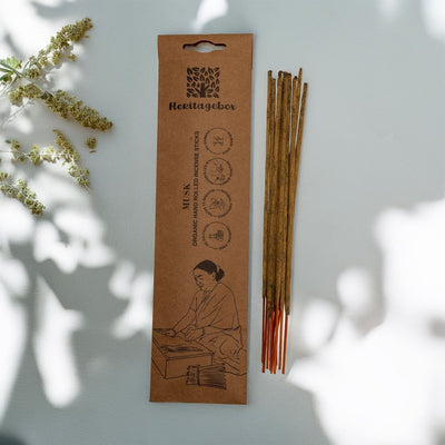 Musk Handrolled Natural Incense Sticks Pack of 30 – Candles & Fragrances by HERITAGE BOX available on Brown Living™. . SKU: AG004TI. Img 2.