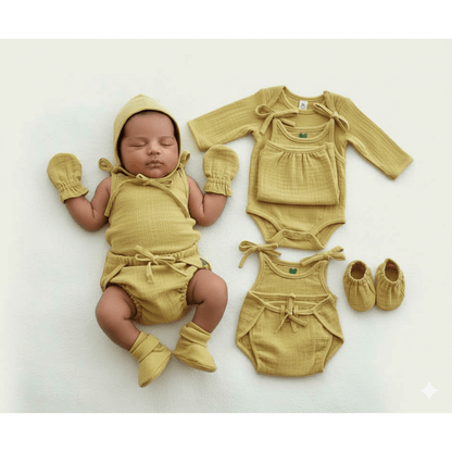 Muslin Baby Wear Set of 6 – Soft & Comfortable Infant Clothing – Kids Daywear Sets on Brown Living™. SKU: 51200046 - 1. Img 2.