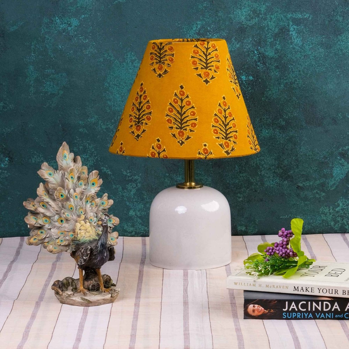 Mustard Kalamkari Cone Shade – Lamps & Lighting by Inara Home available on Brown Living™. . SKU: IHLS005. Img 3.
