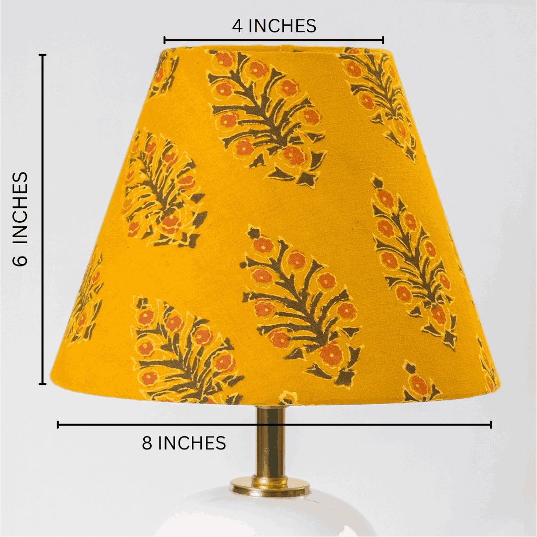 Mustard Kalamkari Cone Shade – Lamps & Lighting by Inara Home available on Brown Living™. . SKU: IHLS005. Img 2.