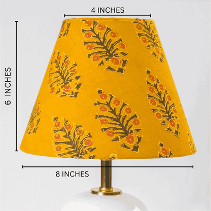 Mustard Kalamkari Cone Shade – Lamps & Lighting by Inara Home available on Brown Living™. . SKU: IHLS005. Img 2.