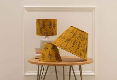 Mustard Kalamkari Cone Shade – Lamps & Lighting by Inara Home available on Brown Living™. . SKU: IHLS005. Img 4.