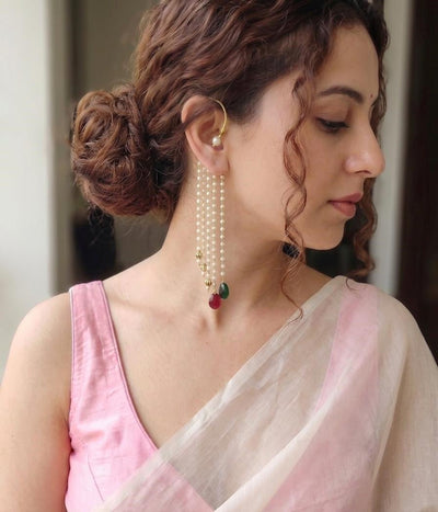 Muthu Kemp Ear Stack | Handcrafted Traditional Statement Earrings – Womens Earrings on Brown Living™. SKU: SAR1018. Img 2.