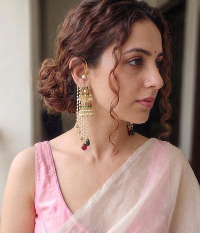Muthu Kemp Ear Stack | Handcrafted Traditional Statement Earrings – Womens Earrings on Brown Living™. SKU: SAR1018. Img 3.