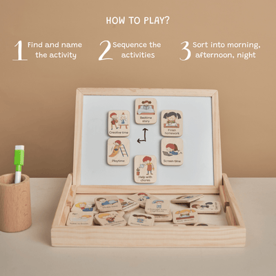 My First Habits | Wooden Magnetic Habit Tiles for Toddlers – Learning And Educational Toys on Brown Living™. SKU: JP-31. Img 2.