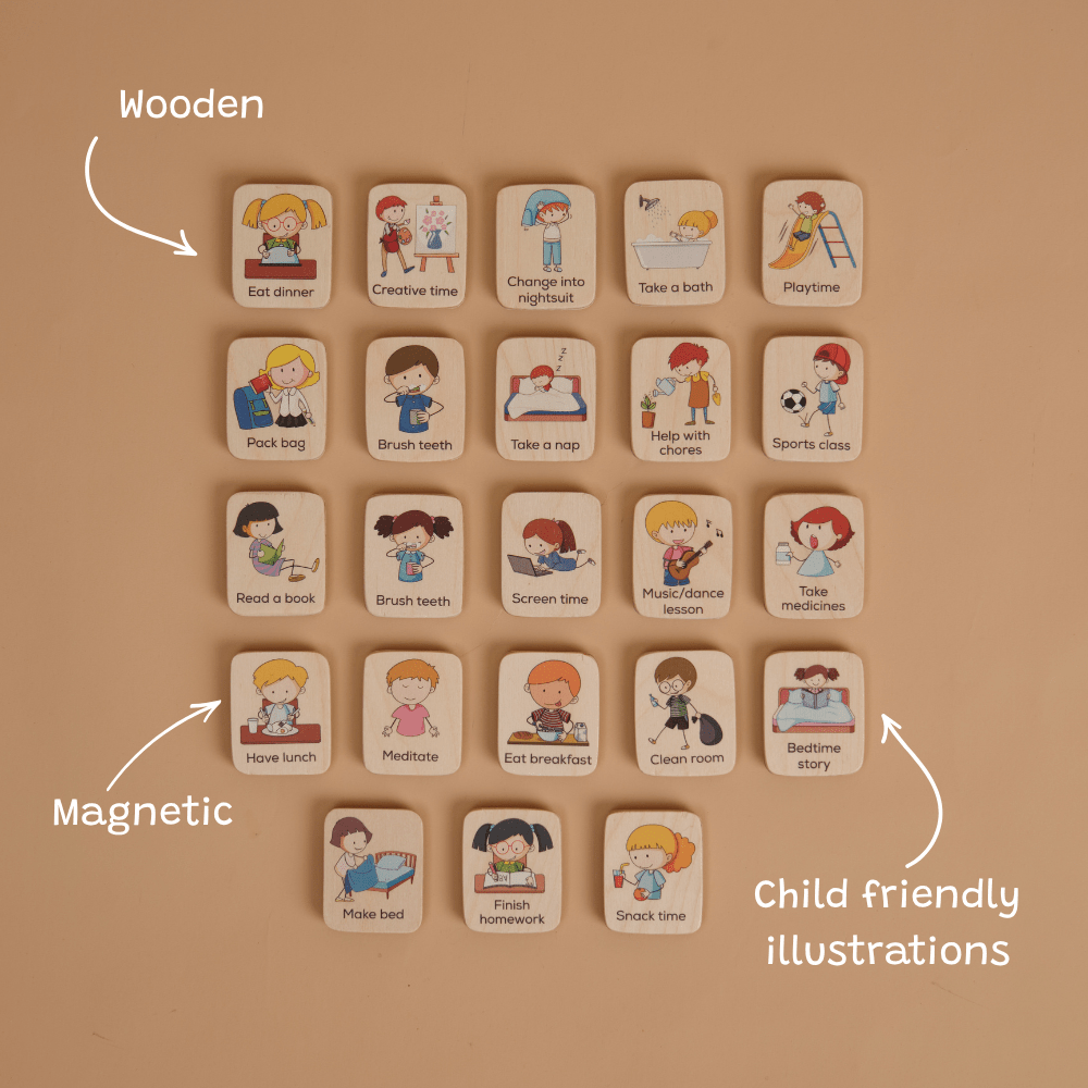 My First Habits | Wooden Magnetic Habit Tiles for Toddlers – Learning And Educational Toys on Brown Living™. SKU: JP-31. Img 4.
