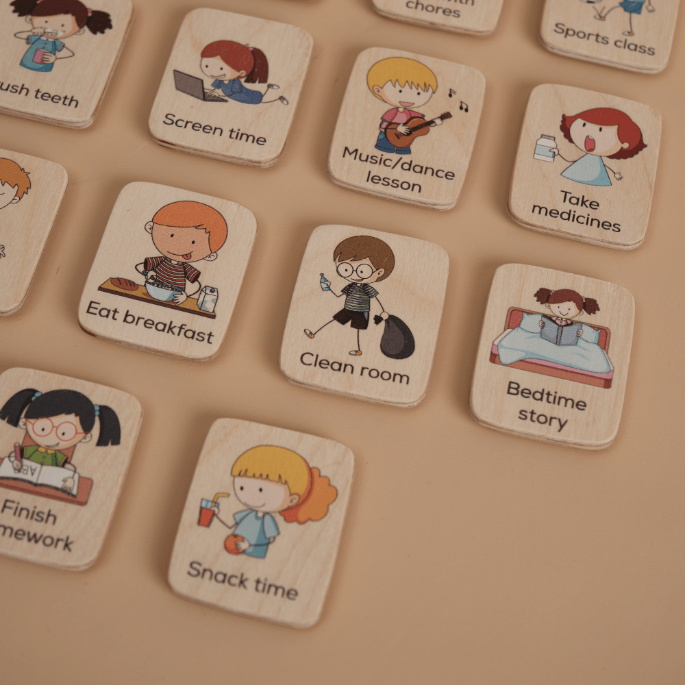 My First Habits | Wooden Magnetic Habit Tiles for Toddlers – Learning And Educational Toys on Brown Living™. SKU: JP-31. Img 1.