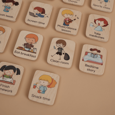 My First Habits | Wooden Magnetic Habit Tiles for Toddlers – Learning And Educational Toys on Brown Living™. SKU: JP-31. Img 1.