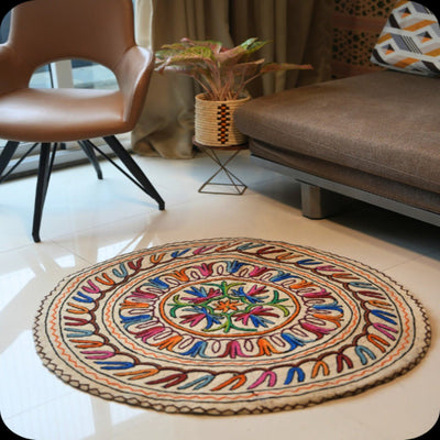 Namda Round Rug | 3 inch – Mats & Rugs on Brown Living™. SKU: b0_rug_0228. Img 7.