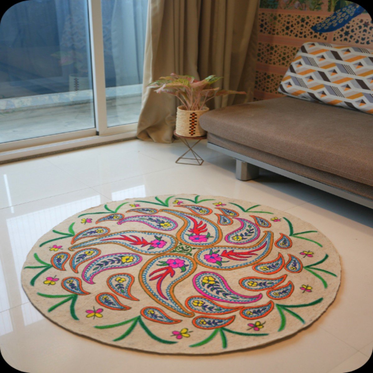 Namda Round Rug | 4 inch – Mats & Rugs on Brown Living™. SKU: b0_rug_0189. Img 2.