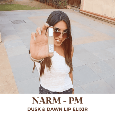 Narm Dusk & Dawn Lip Elixir – AM Tint & PM Lip Therapy Duo – Lip Combo Pack on Brown Living™. SKU: ORG-NARM-LIPDUO01. Img 8.