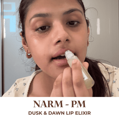 Narm Dusk & Dawn Lip Elixir – AM Tint & PM Lip Therapy Duo – Lip Combo Pack on Brown Living™. SKU: ORG-NARM-LIPDUO01. Img 10.