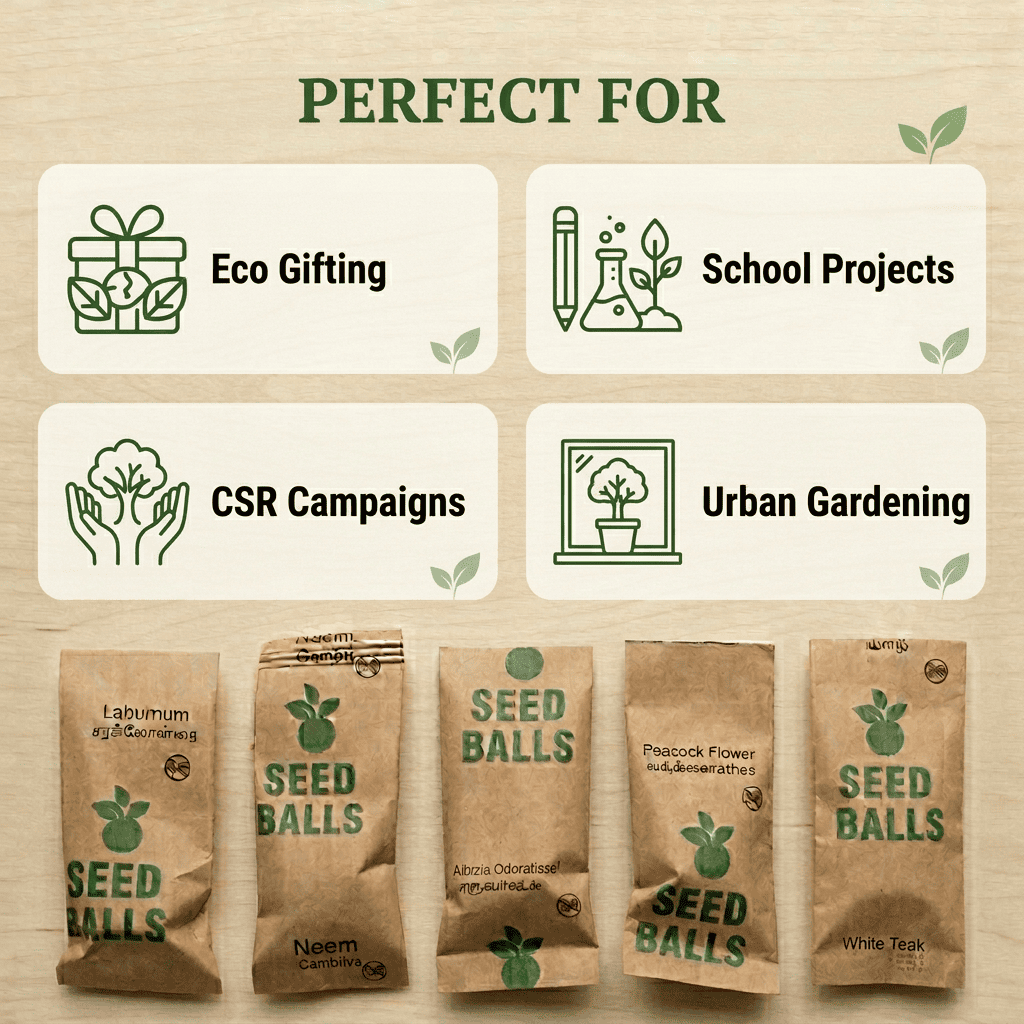 Native Tree Seed Ball Kit 25 Pack Eco Reforestation Seed Bombs – Seeds on Brown Living™. SKU: DOS-ORG-SEED-01. Img 6.