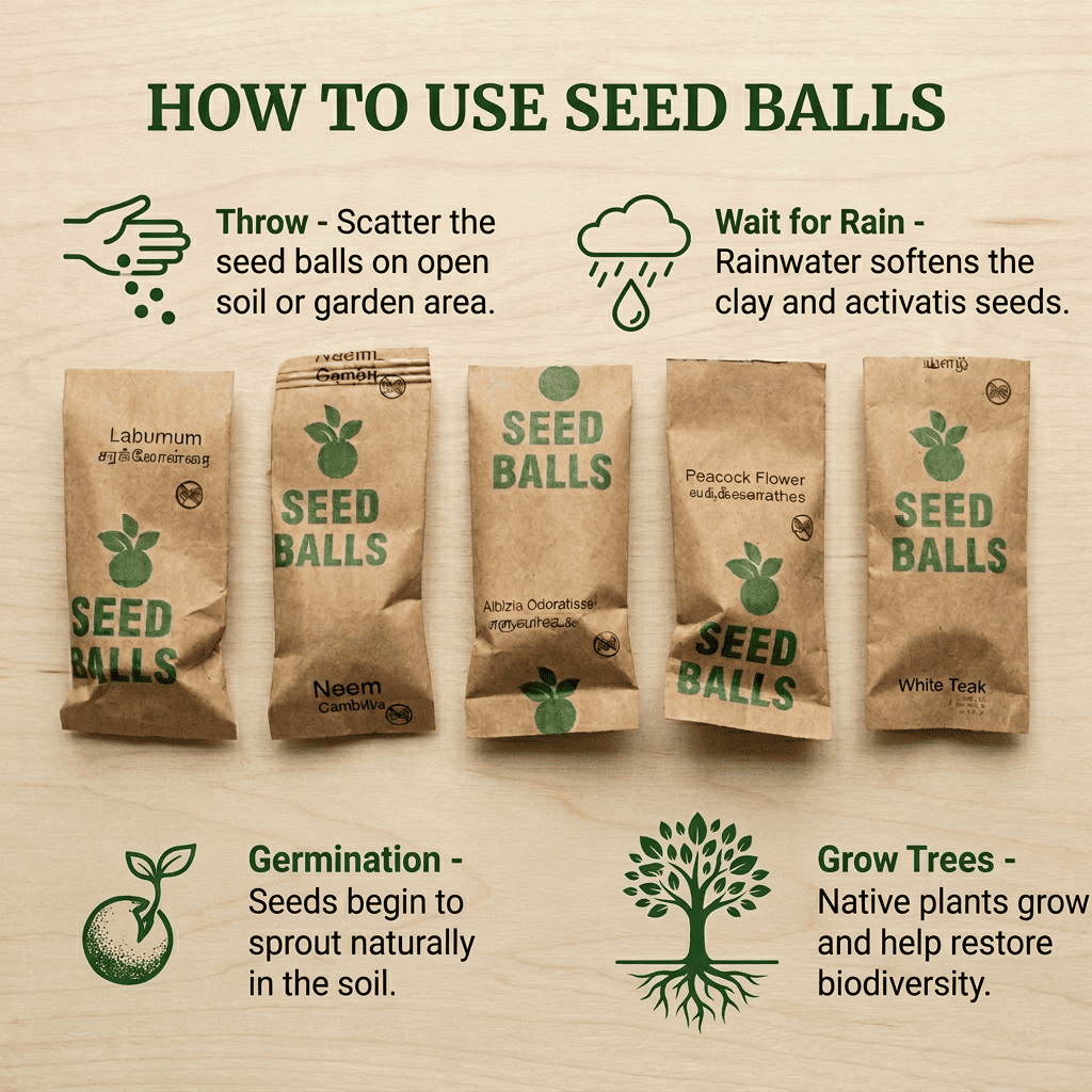 Native Tree Seed Ball Kit 25 Pack Eco Reforestation Seed Bombs – Seeds on Brown Living™. SKU: DOS-ORG-SEED-01. Img 3.
