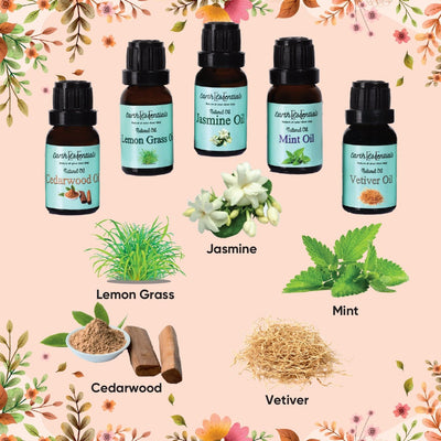 Natural Aroma Oils Set of 5 – Essential Oils Combo Pack 75 ml – Essential Oils on Brown Living™. SKU: EO-1. Img 4.