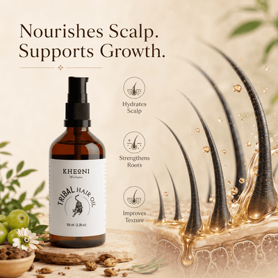 Natural Ayurvedic Hair Oil | Hair Growth, Hair Fall & Scalp Care – Hair Oil on Brown Living™. SKU: kh_triblhairoil_01. Img 6.