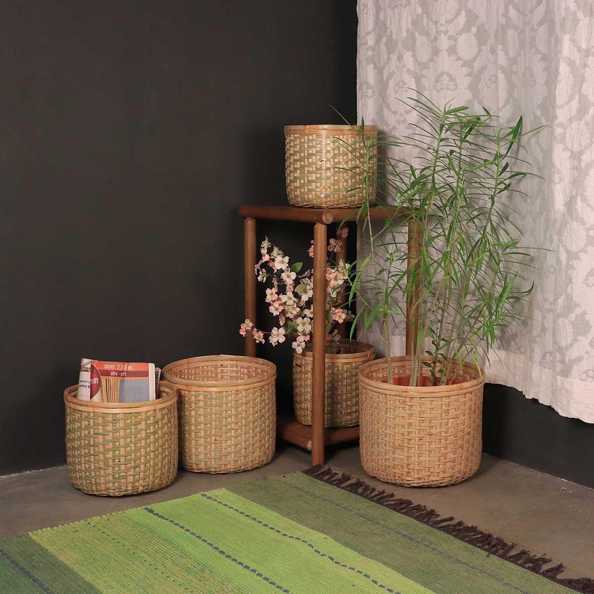 Natural Bamboo Planters - Set of 5 | Verified Sustainable by Brown Living™