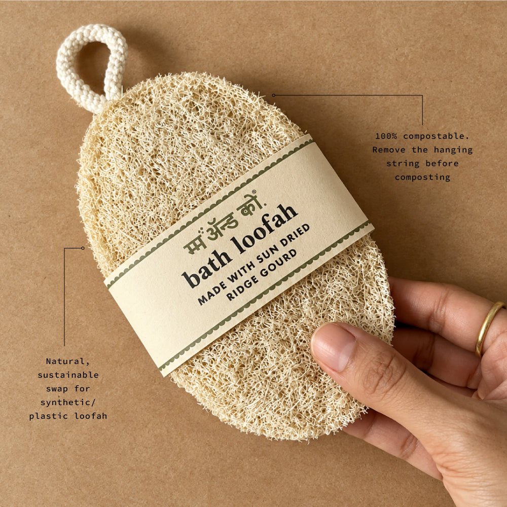 Natural Bath Loofah | Sun-Dried Ridge Gourd Scrubber – Bath Accessories on Brown Living™. SKU: AC01. Img 2.