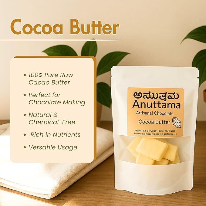 Natural Cacao Cocoa Butter Pure Skin And Hair Care – Chocolates on Brown Living™. SKU: cocoa_butter_100gn. Img 4.