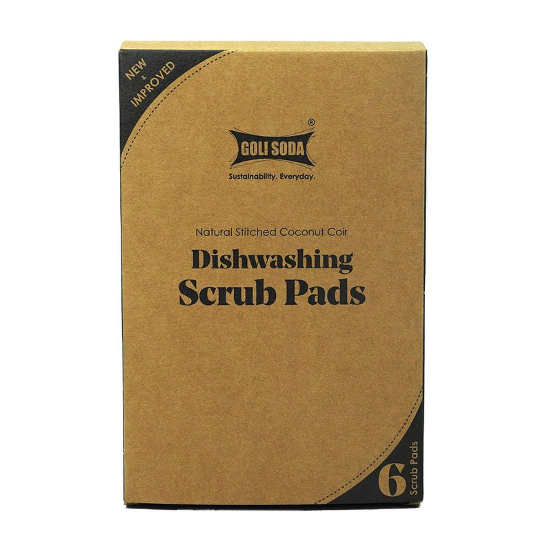 Natural Coconut Coir Dishwashing Scrub Pads - Pack of 6 Scrubs | Verified Sustainable by Brown Living™