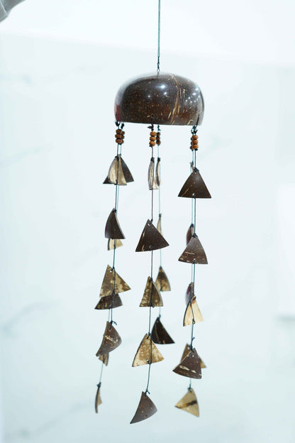 Natural Coconut Shell Hanging Wind Chimes | Handcrafted Decor – Windchimes & Dreamcatchers on Brown Living™. SKU: KOTT008. Img 1.