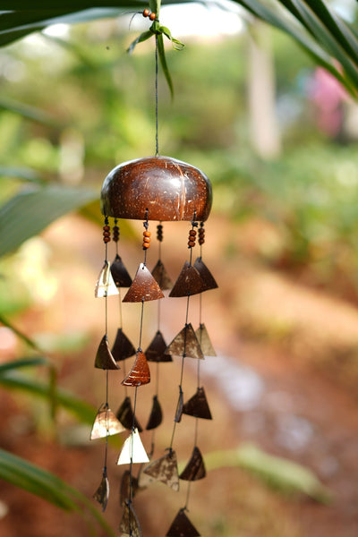 Natural Coconut Shell Hanging Wind Chimes | Handcrafted Decor – Windchimes & Dreamcatchers on Brown Living™. SKU: KOTT008. Img 2.