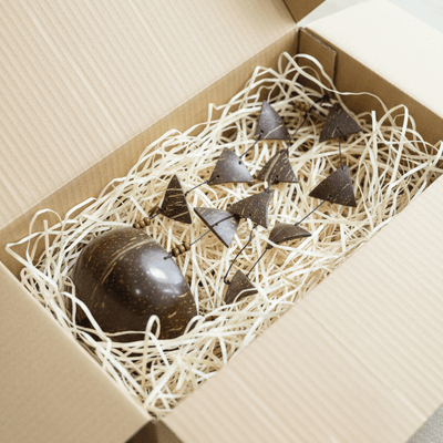 Natural Coconut Shell Hanging Wind Chimes | Handcrafted Decor – Windchimes & Dreamcatchers on Brown Living™. SKU: KOTT008. Img 4.