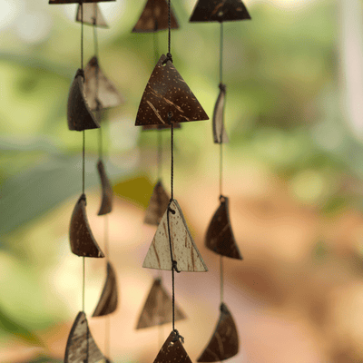 Natural Coconut Shell Hanging Wind Chimes | Handcrafted Decor – Windchimes & Dreamcatchers on Brown Living™. SKU: KOTT008. Img 6.