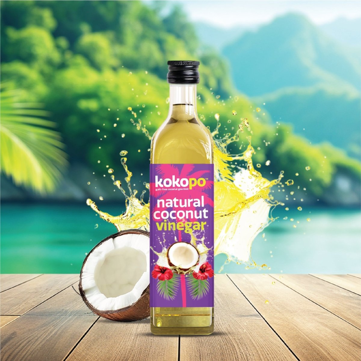 Natural Coconut Vinegar – Raw, with Probiotic “Mother”, Gut - Friendly – Health & Energy Drinks by KOKOPO Foods available on Brown Living™. . SKU: NCV - 500. Img 1.