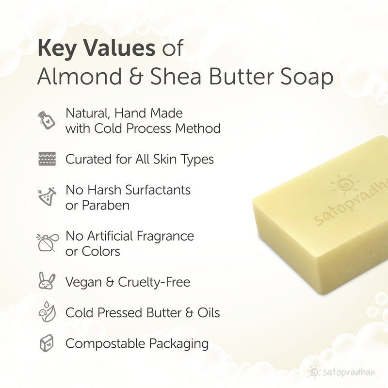 Natural Cold - Processed Almond & Shea Soap - 100g | Verified Sustainable Body Soap on Brown Living™