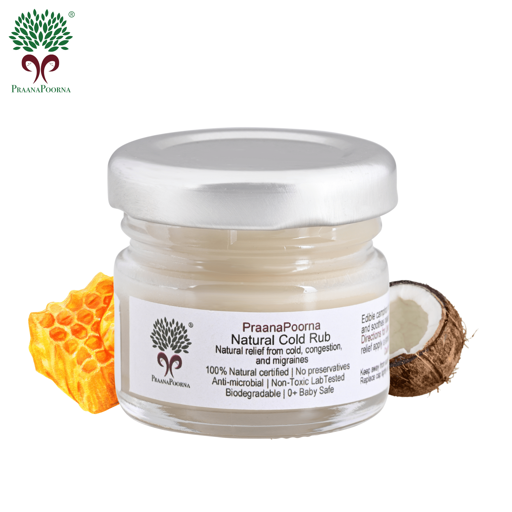 Natural Cold Rub - 25g – Medical Care on Brown Living™. SKU: 133-08239-praanapoorna-SKUB4. Img 2.