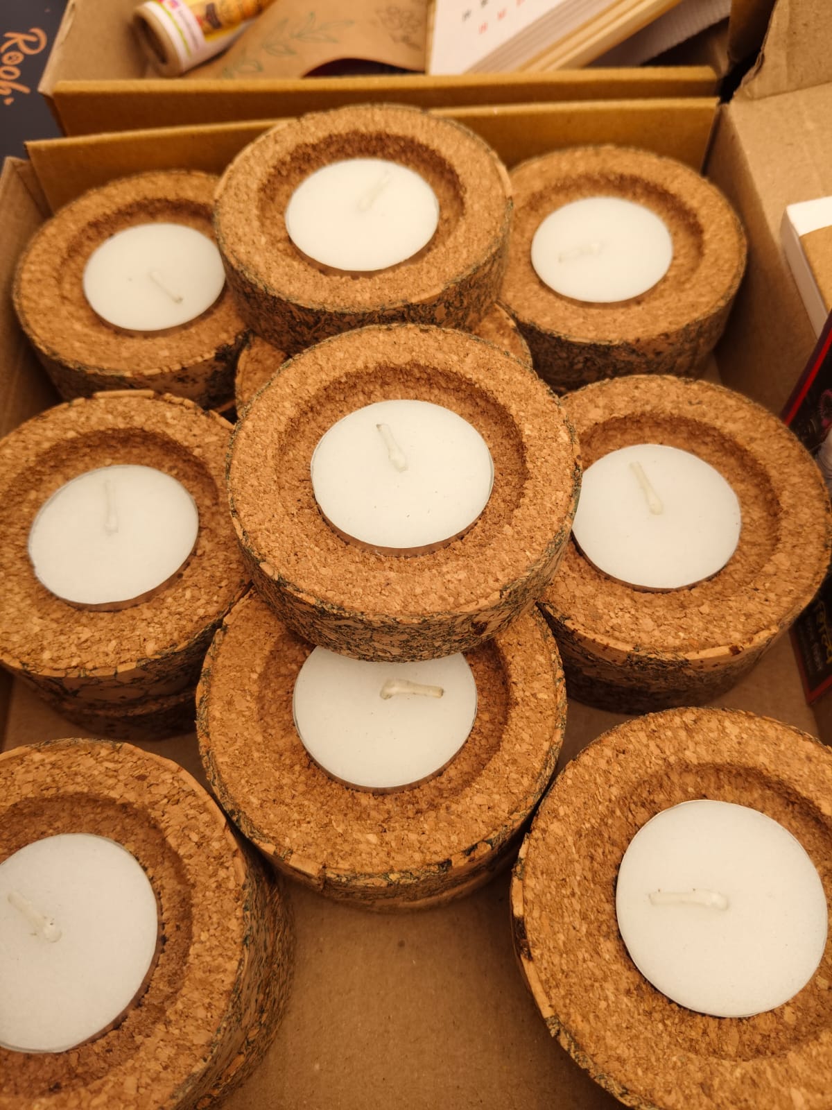Natural Cork Tealight Candle Holder- Set Of 2 – Candles & Fragrances on Brown Living™. SKU: BRC-CTH-NAT-01. Img 2.