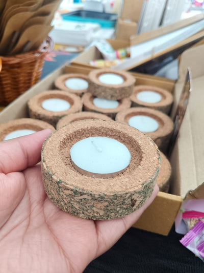 Natural Cork Tealight Candle Holder- Set Of 2 – Candles & Fragrances on Brown Living™. SKU: BRC-CTH-NAT-01. Img 3.