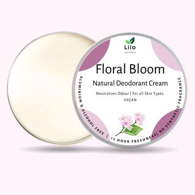 Natural Deodorant Cream | Floral Bloom | With Jojoba & Almond Oil – Deodorant on Brown Living™. SKU: SKUD002. Img 1.