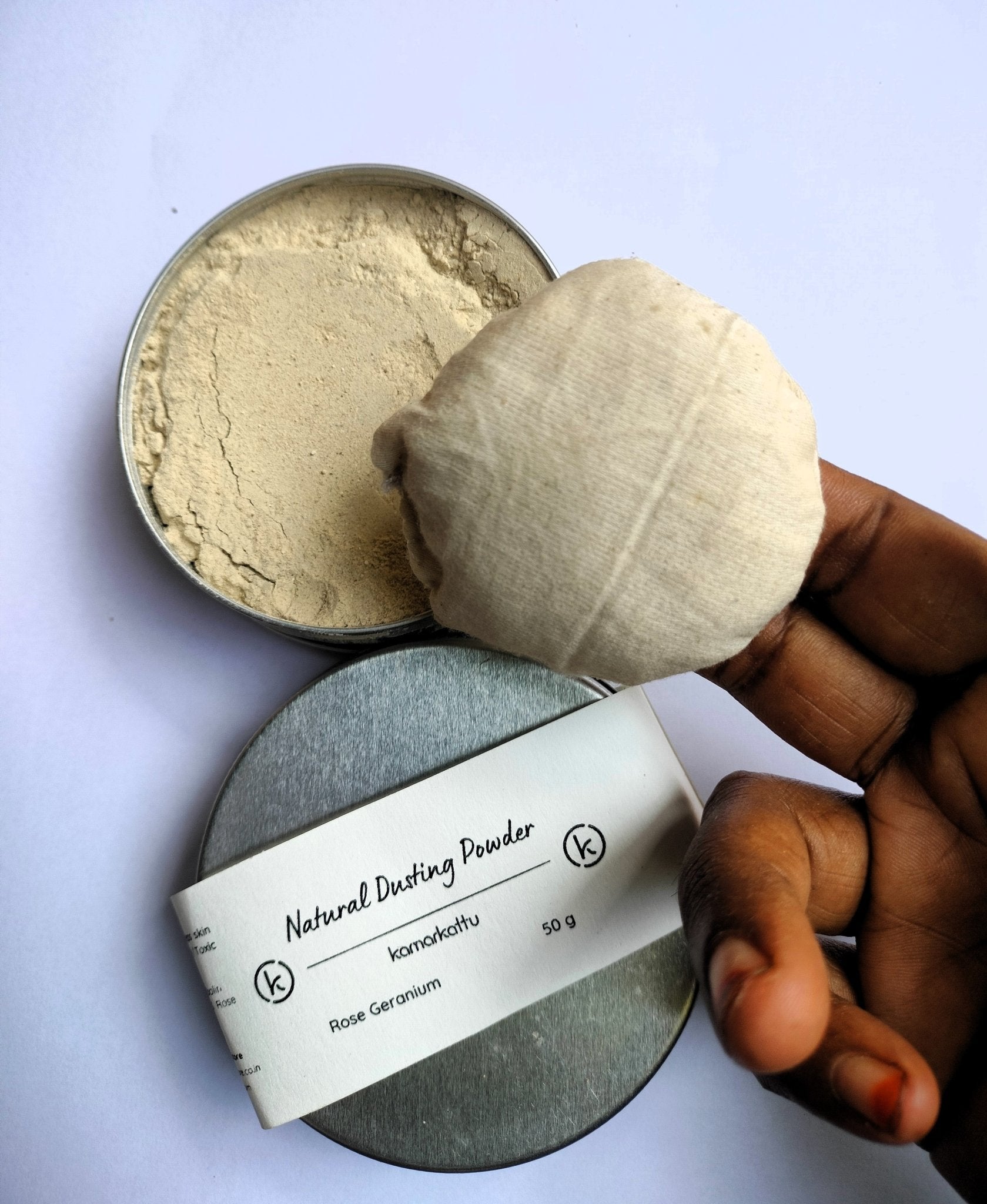 Natural Dusting powder : pack of 3 with hand stitched cotton puffs | Verified Sustainable by Brown Living™