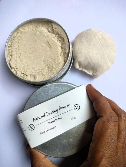 Natural Dusting powder : pack of 3 with hand stitched cotton puffs | Verified Sustainable by Brown Living™